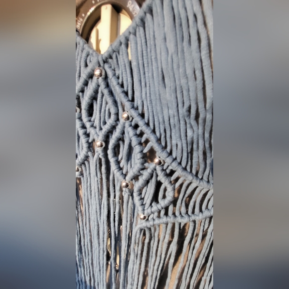 Gorgeous steel blue macreme lace dress coverup size medium - Picture 11 of 14